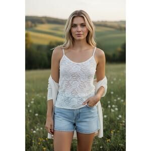 "EXPRESS" Best Loved Bra Cami-SZ M Lace & Roses Nude Under lining Y2K Fairy Core